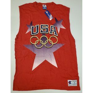 Vintage 90s Team USA Olympics X Champion Tank Top Sleeveless Red Size Large